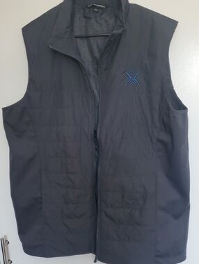 Port Authority Men's Black Quilted Sleeveless Vest with Blue Logo